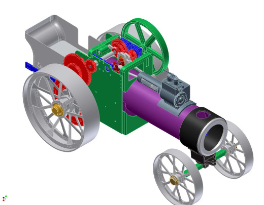 E 蒸汽拖拉机DIY 机械设计参考资料图纸 3D模型建模缩略图
